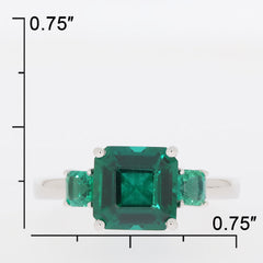 Sterling Silver Semi Mount Ring Setting Emerald OCT 8X8mm SQ 3.5mm 3 Stones - Syzjewelry