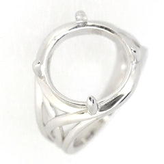 Sterling Silver Semi Mount Ring Setting Round RD 14x14mm Cabchon 20124 - Syzjewelry