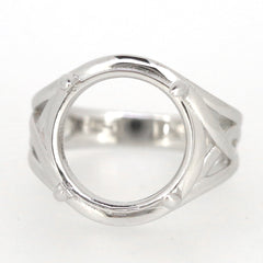 Sterling Silver Semi Mount Ring Setting Round RD 14x14mm Cabchon 20124 - Syzjewelry