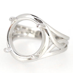 Sterling Silver Semi Mount Ring Setting Round RD 14x14mm Cabchon 20124 - Syzjewelry