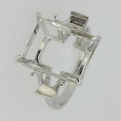 Sterling Silver Semi Mount Ring Setting OCT 16x12mm W/ Baguette Stone 6769 - Syzjewelry