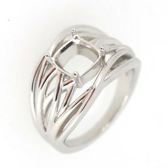 Contemporary Design Sterling Silver Semi Mount Ring Setting Cushion CU 7x7mm - Syzjewelry