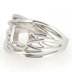 Contemporary Design Sterling Silver Semi Mount Ring Setting Cushion CU 7x7mm - Syzjewelry