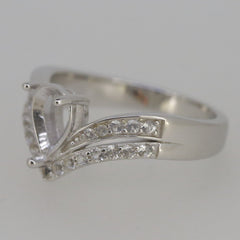 Sterling Silver Semi Mount Ring Setting Pear PE 8x6mm Double Shank Tiara - Syzjewelry