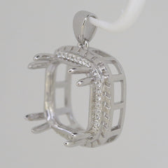 Sterling Silver Semi Mount Pendant Setting Cushion Cu 24.5x24.5x20mm Halo - Syzjewelry