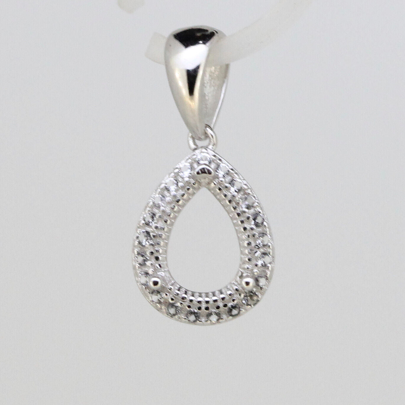 Sterling Silver Semi Mount Pendant Setting Pear PE 8x6mm Halo White Topaz P326 - Syzjewelry