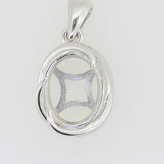 Sterling Silver Semi Mount Pendant Setting Oval OV 11x9mm DK20742P - Syzjewelry