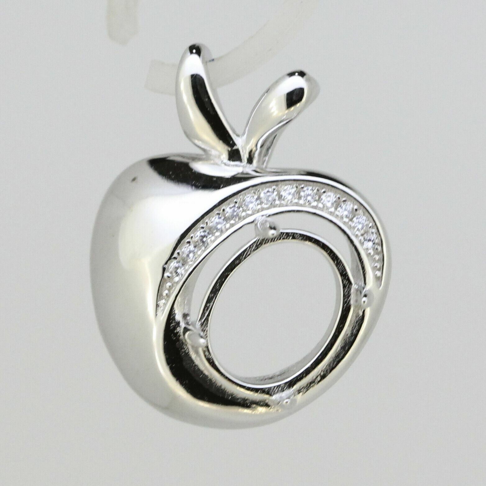 Sterling Silver Semi Mount Pendant Setting Oval OV 10x8mm Apple Theme - Syzjewelry