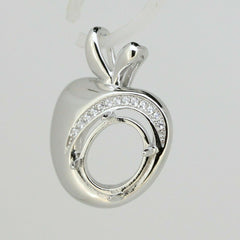 Sterling Silver Semi Mount Pendant Setting Oval OV 10x8mm Apple Theme - Syzjewelry