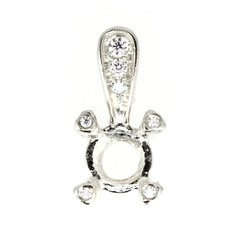 Sterling Silver Semi Mount Pendant Setting Round RD 5x5mm W/ White Topaz L297P29 - Syzjewelry