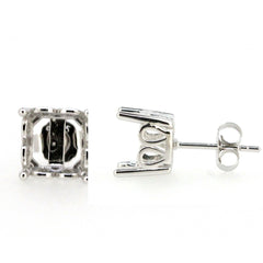 Sterling Silver Semi Mount Earrings Setting Asscher AS SQ 8x8mm Stud White Topaz - Syzjewelry