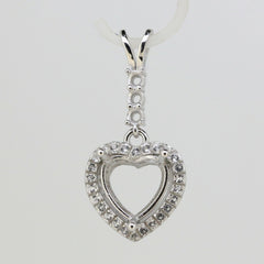 Sterling Silver Semi Mount Pendant Setting Heart HT 10x10mm RD 2.5mm White Topaz - Syzjewelry