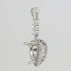 Sterling Silver Semi Mount Pendant Setting Heart HT 10x10mm RD 2.5mm White Topaz - Syzjewelry