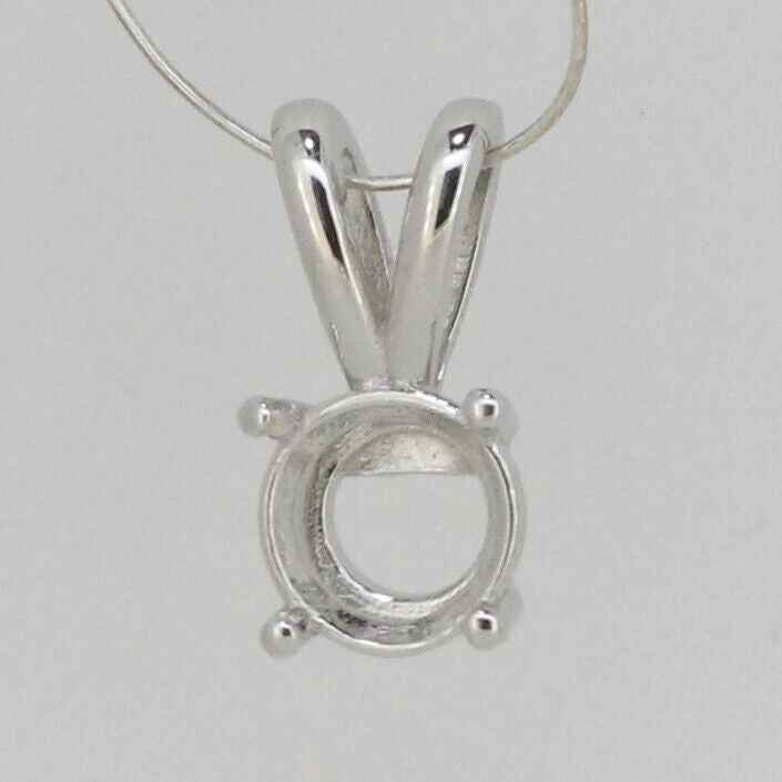 Sterling Silver Semi Mount Pendant Setting Round RD 6x6mm Solitaire - Syzjewelry