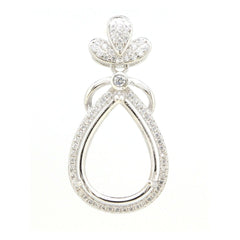 Sterling Silver Semi Mount Pendant Setting Pear Shape PE 18x13mm with Accent L58 - Syzjewelry