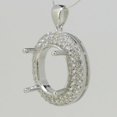 Sterling Silver Semi Mount Pendant Setting OV 20x15 18x13 16x12 14x12mm Topa - Syzjewelry