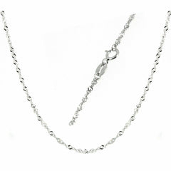 Sterling Silver Singapore Chain Necklace Solid 925 Women 18" White Topaz