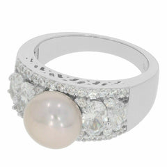 Sterling Silver SemiMount Ring Setting Pearl Round RD 9x9 to 9.5mm OV6x4,5x3 - Syzjewelry