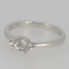 Delicate Sterling Silver Semi Mount Ring Setting RD 5x5mm White Topaz - Syzjewelry