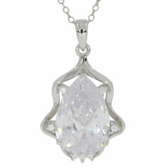 Sterling Silver Semi Mount Pendant Setting PE 16X11mm White Topaz - Syzjewelry