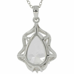 Sterling Silver Semi Mount Pendant Setting PE 16X11mm White Topaz - Syzjewelry