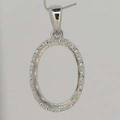 Sterli Silver Semi Mount Pendant Setting OV 14x12 14x10 12x10 10x8 9x7 8x6mm - Syzjewelry