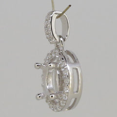 Sterling Silver Semi Mount Pendentif Réglage Rond RD 6x6mm Halo avec CZ - Syzjewelry