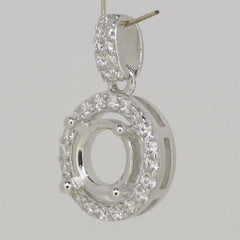 Sterling Silver Semi Mount Pendentif Réglage Rond RD 6x6mm Halo avec CZ - Syzjewelry