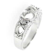 Art Deco Style Sterling Silver Semi Mount Ring Setting Oval OV 7x5mm White Topaz