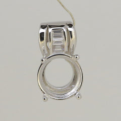 Sterling Silver Semi Mount Pendant Setting Round RD 10x10mm White Topaz - Syzjewelry