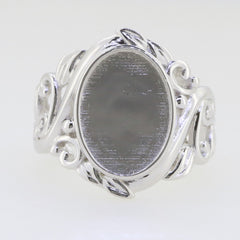 Sterling Silver Semi Mount Ring Setting Oval OV 14x10mm Cabochon White DK196 - Syzjewelry