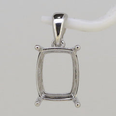 Sterling Silver Semi Mount Pendant Setting Cushion CU 10x8mm L238 - Syzjewelry