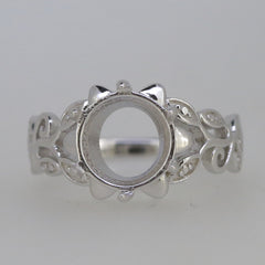 Art Nouveau Style Sterling Silver Semi Mount Ring Setting Round RD 10x10mm D - Syzjewelry