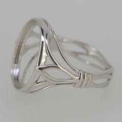 Art Nouveau Sterling Silver Semi Mount Ring Setting Oval OV 16x12mm Cab - Syzjewelry