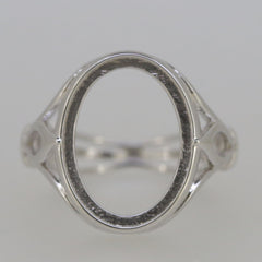 Art Nouveau Sterling Silver Semi Mount Ring Setting Oval OV 16x12mm Cab - Syzjewelry