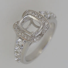 Sterling Silver Semi Mount Ring Setting Cushion CU 9x7mm White Topaz DK20962 - Syzjewelry