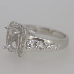 Sterling Silver Semi Mount Ring Setting Cushion CU 9x7mm White Topaz DK20962 - Syzjewelry