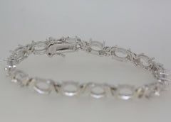 Sterling Silver Semi Mount Tennis Bracelet Setting OV 8x6mm 7 inch WhiteT - Syzjewelry