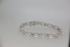 Sterling Silver Semi Mount Tennis Bracelet Setting OV 8x6mm 7 inch WhiteT - Syzjewelry