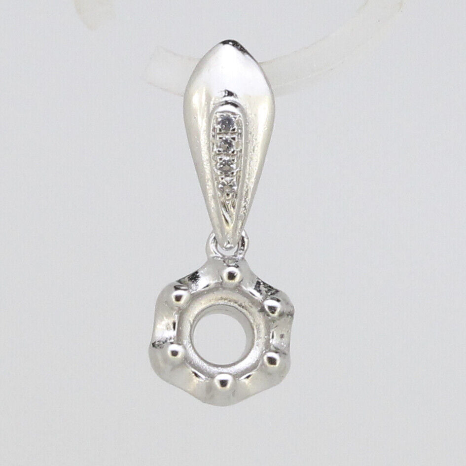 Sterling Silver Semi Mount Pendant Setting Round RD 5x5mm W/ White Topaz - Syzjewelry