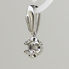 Sterling Silver Semi Mount Pendant Setting Round RD 5x5mm W/ White Topaz - Syzjewelry