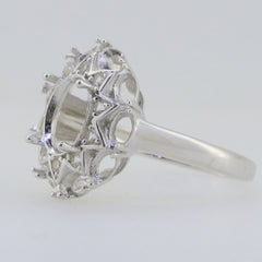 Sterling Silver Semi Mount Ring Setting OV 9x7mm OV 4x3mm Cluster Ring N0361 - Syzjewelry