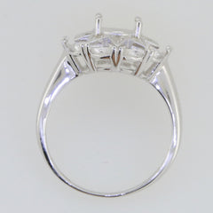 Sterling Silver Semi Mount Ring Setting OV 9x7mm OV 4x3mm Cluster Ring N0361 - Syzjewelry