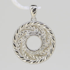 Sterling Silver Semi Mount Pendant Setting Round RD 9x9mm White Topaz KS-PJC - Syzjewelry