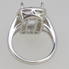 Sterling Silver Semi Mount Ring Setting Cushion CU 14x10mm Topaz DK212 - Syzjewelry