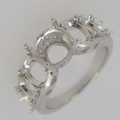 Sterling Silver Semi Mount Ring Setting RD 9x9 OV 7x5 6x4 4x3mm PJC146 Ring - Syzjewelry