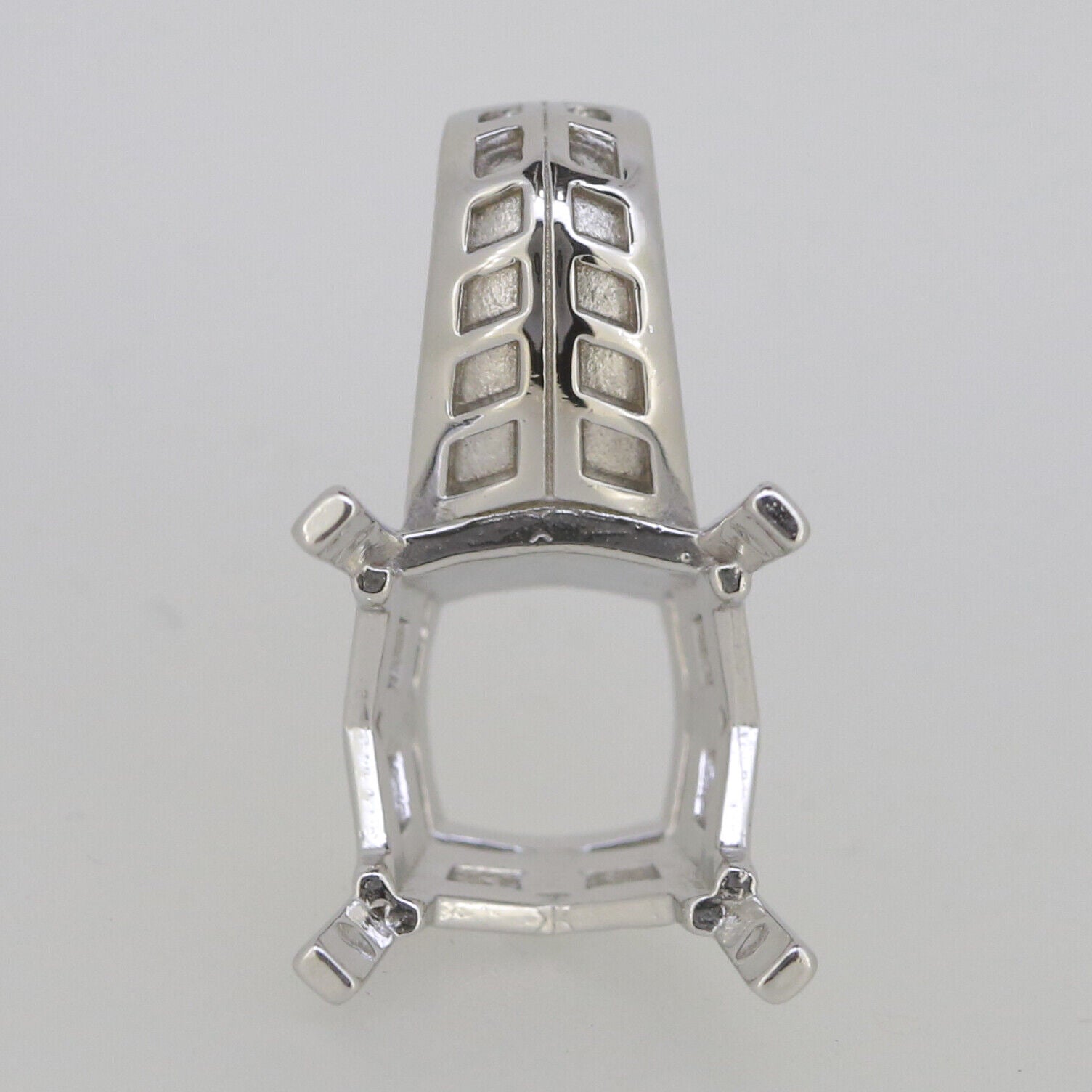 Sterling Silver Semi Mount Pendant Setting Princess SQ 12x12mm CU13x13mm - Syzjewelry