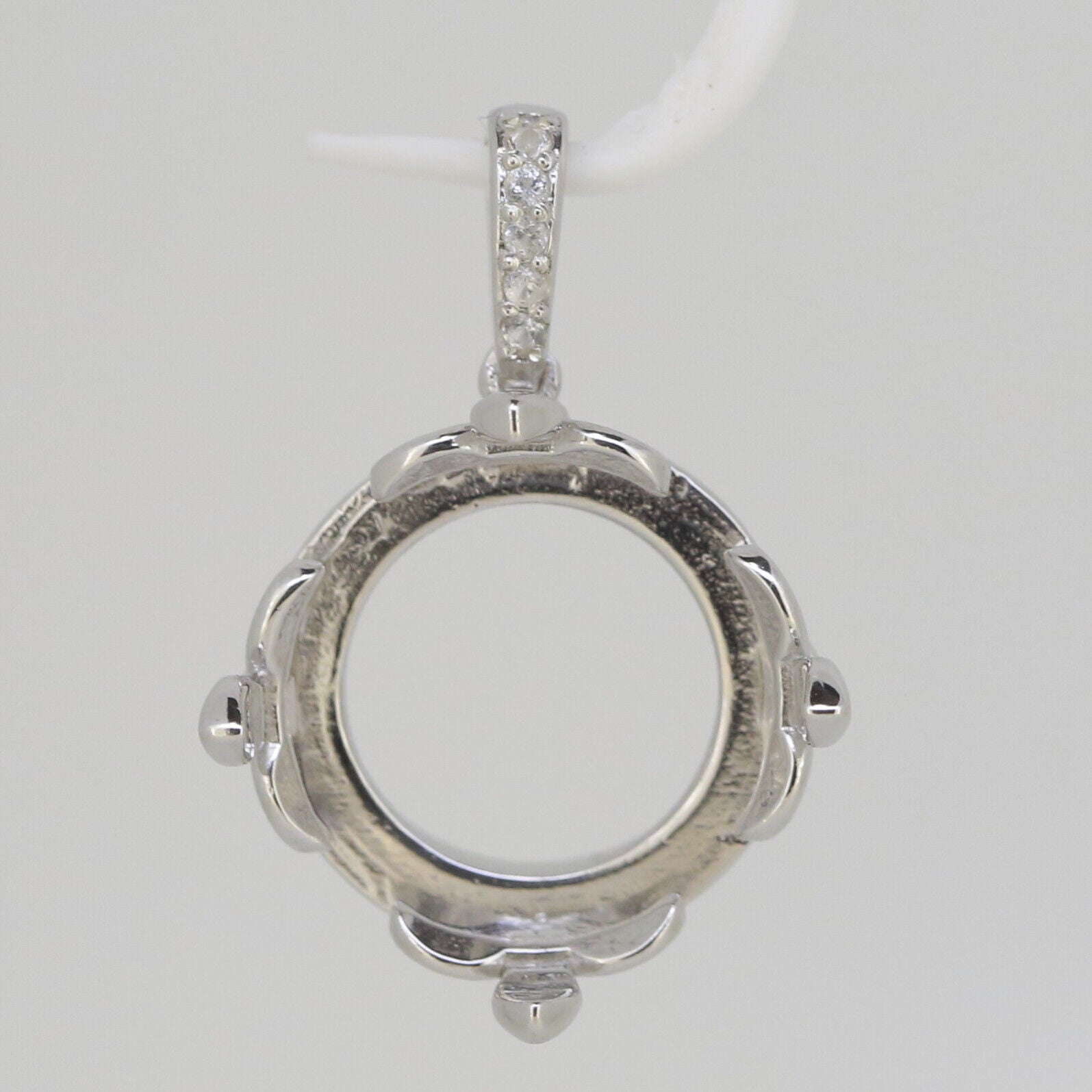 Sterling Silver Semi Mount Pendant Setting Round RD 18x18mm White Topaz - Syzjewelry