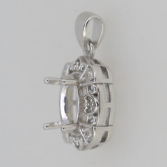 Sterling Silver Semi Mount Pendant Setting Oval OV 9x7mm White Topaz - Syzjewelry