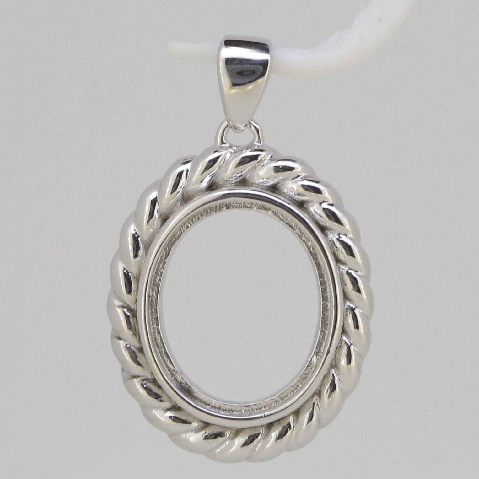 Sterling Silver Semi Mount Pendant Setting Oval OV 14x12mm Cabochon - Syzjewelry